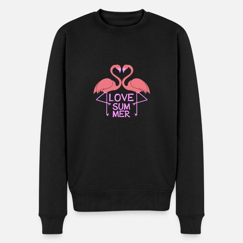 Flamingo Love Summer - Männer Premium Bio Pullover - Schwarz