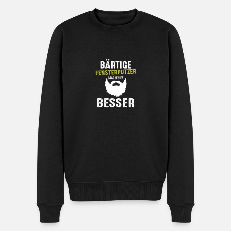 Bärtige Fensterputzer machen es besser Geschenk Sh - Männer Premium Bio Pullover - Schwarz