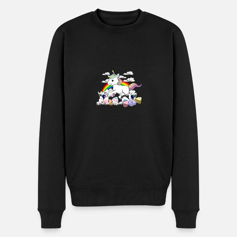 Einhorn Osterhase Ostereier - Männer Premium Bio Pullover - Schwarz