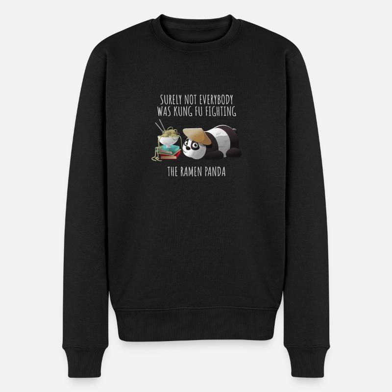 the ramen panda is not kung fu fighting funny gift - Männer Premium Bio Pullover - Schwarz