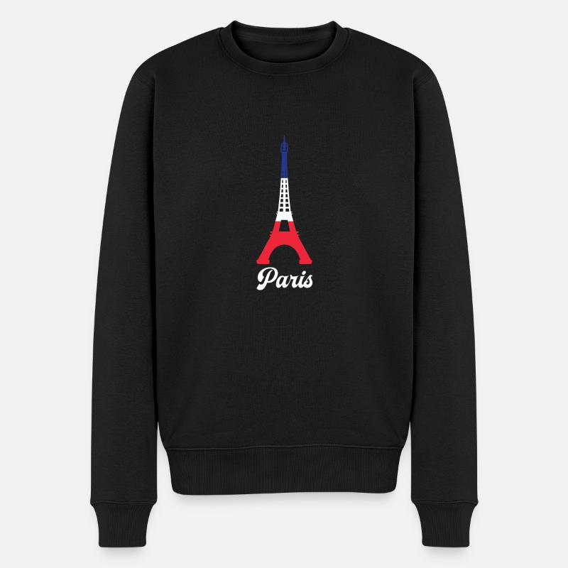 Paris Frankreich Flagge Farbe Eiffelturm Französisch - Männer Premium Bio Pullover - Schwarz