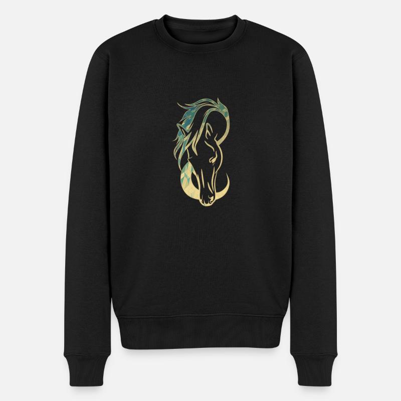 Pferd Geometric - Männer Premium Bio Pullover - Schwarz
