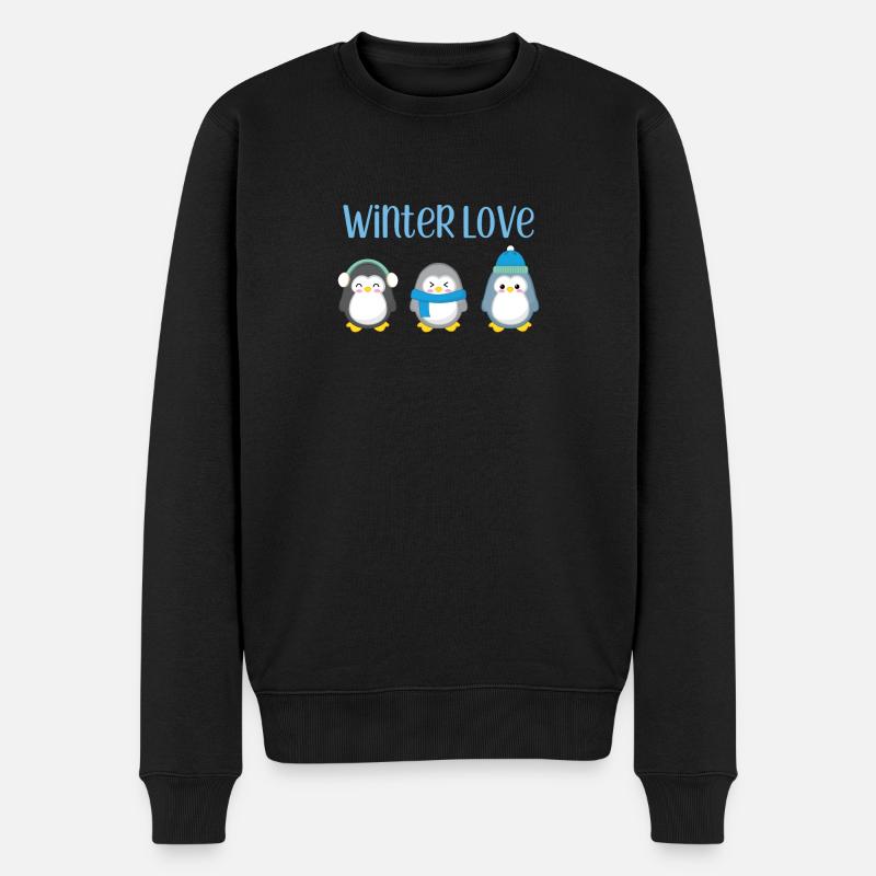 Penguin - Hiver - Cadeau - Sucré - Penguins - Pull Premium bio Homme - noir