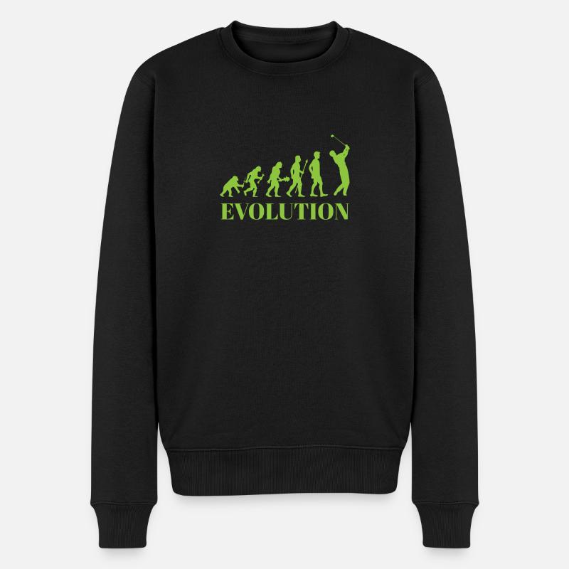 Evolution - Golf - Lustig - Fun - Geschenk - Männer Premium Bio Pullover - Schwarz
