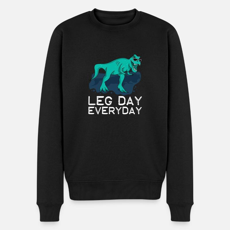 Leg Tag jeden Tag T-Rex Dinosaurier - Männer Premium Bio Pullover - Schwarz