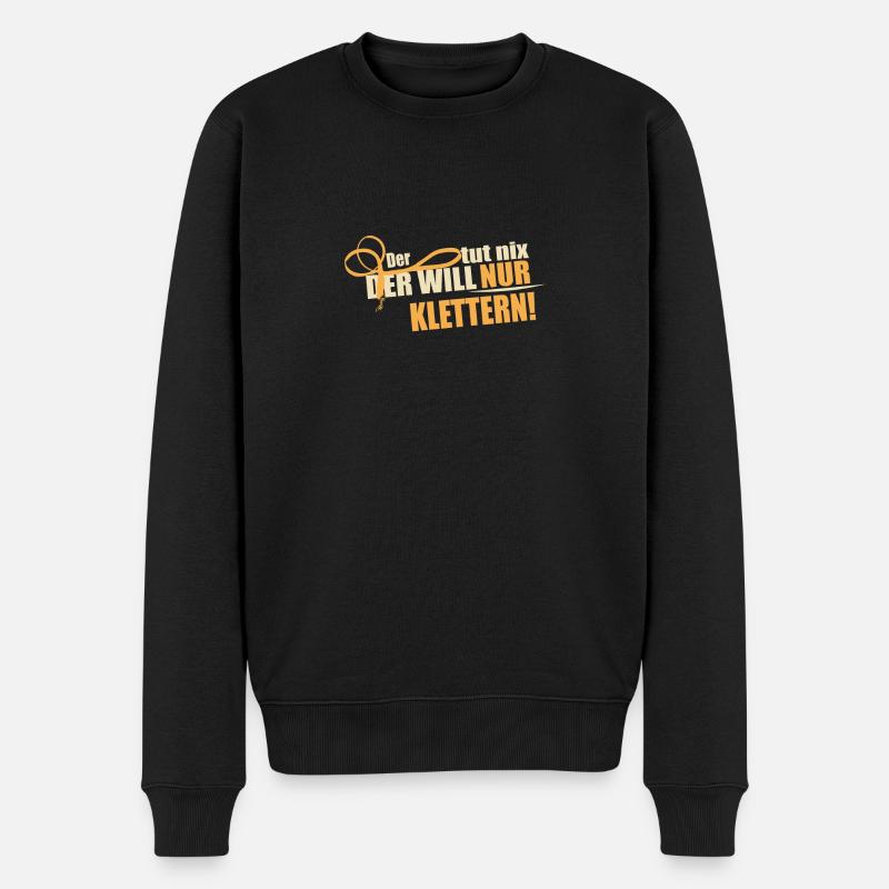 Der will nur Klettern - Männer Premium Bio Pullover - Schwarz