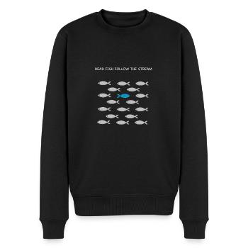 Dead fish follow the stream - Men's Premium Organic Jumper - black - Front - Nico (187cm)