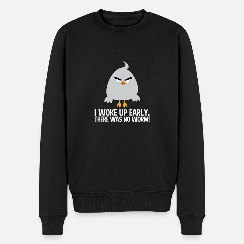I woke up early. There was no worm! v3 - Männer Premium Bio Pullover - Schwarz