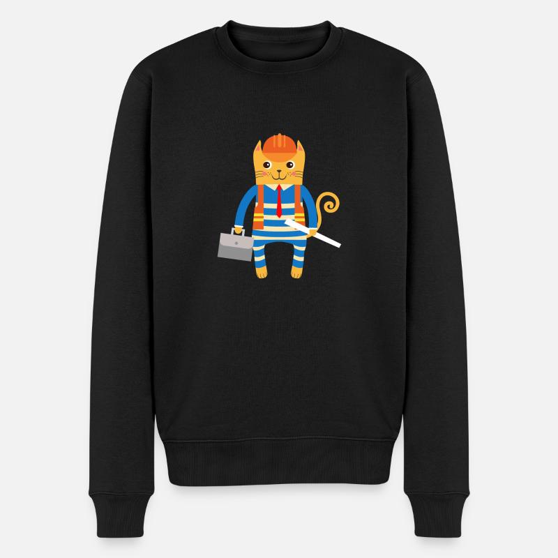 Ingenieur oder Architekt Katze - Männer Premium Bio Pullover - Schwarz