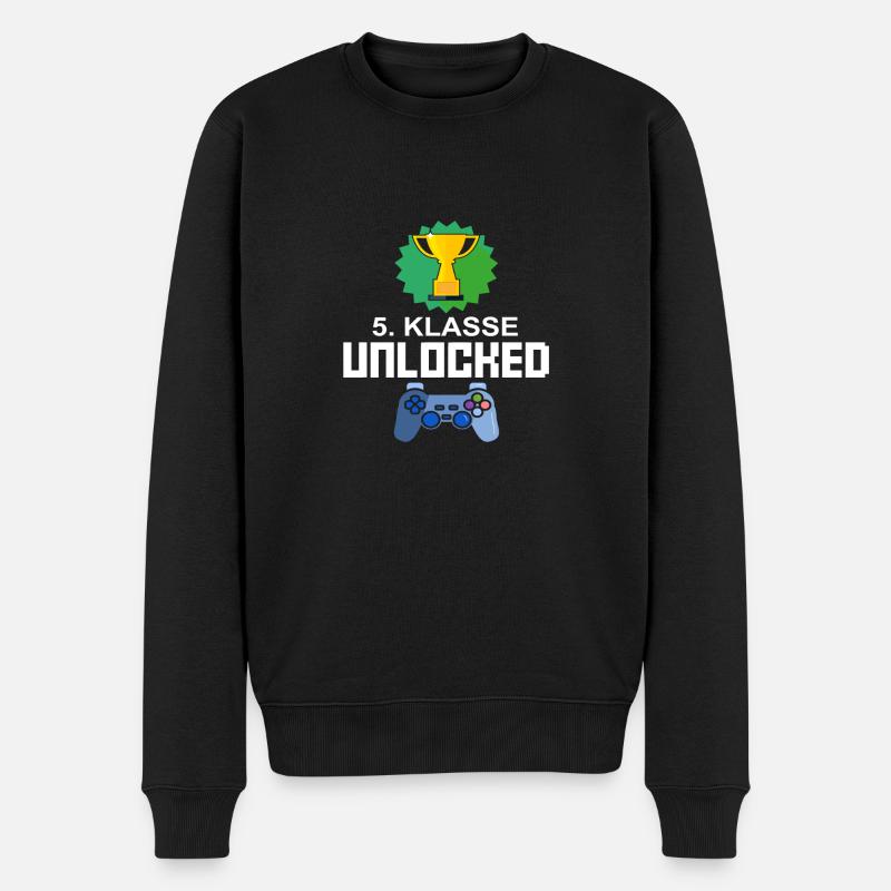 Level Unlocked 5. Klasse Gamer Geschenk Gaming - Männer Premium Bio Pullover - Schwarz