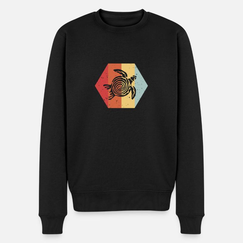 Schildkröte Vintage - Retro Farbig Geschenk - Männer Premium Bio Pullover - Schwarz