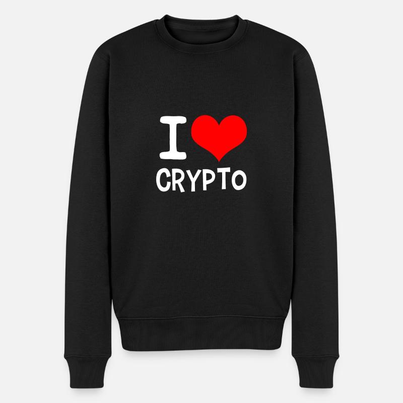 J'aime Crypto blanc - Pull Premium bio Homme - noir