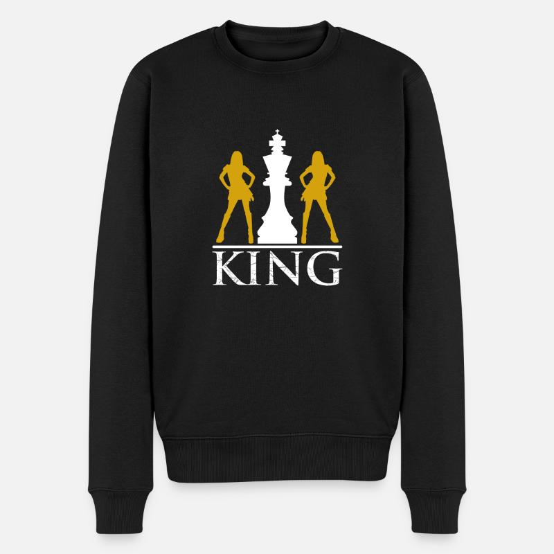 Der Schach König - Männer Premium Bio Pullover - Schwarz