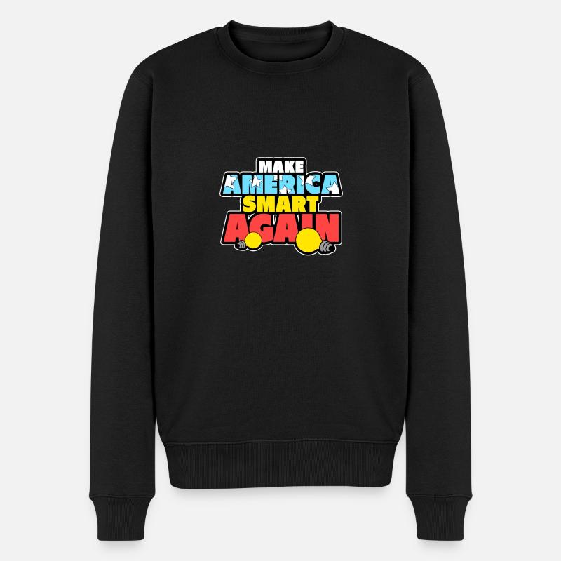 MAKE AMERICA SMART AMERICA AGAIN - Männer Premium Bio Pullover - Schwarz