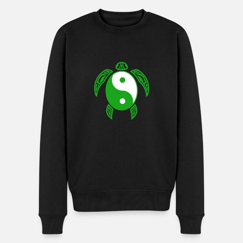 Yin Yang Schildkröte Lustiges chinesisches Tai Chi-Symbol cool - Männer Premium Bio Pullover - Schwarz