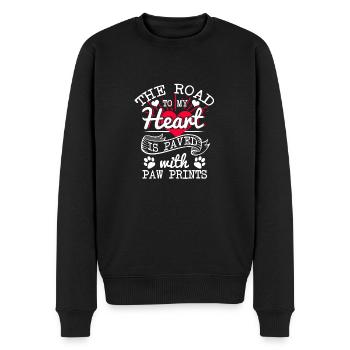 The road to my heart is paved with paw prints - Men's Premium Organic Jumper - black - Front - Nico (187cm)