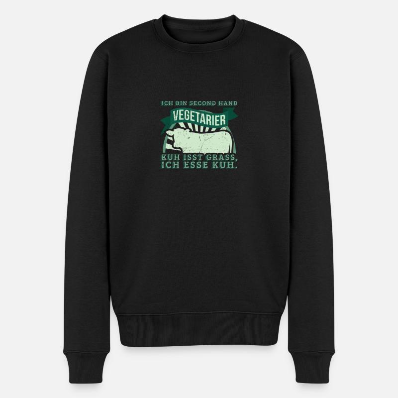 Second Hand Vegetarier - Männer Premium Bio Pullover - Schwarz