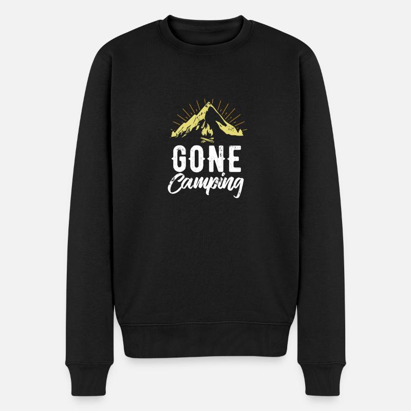 Bin campen - Camping - Geschenk - Männer Premium Bio Pullover - Schwarz