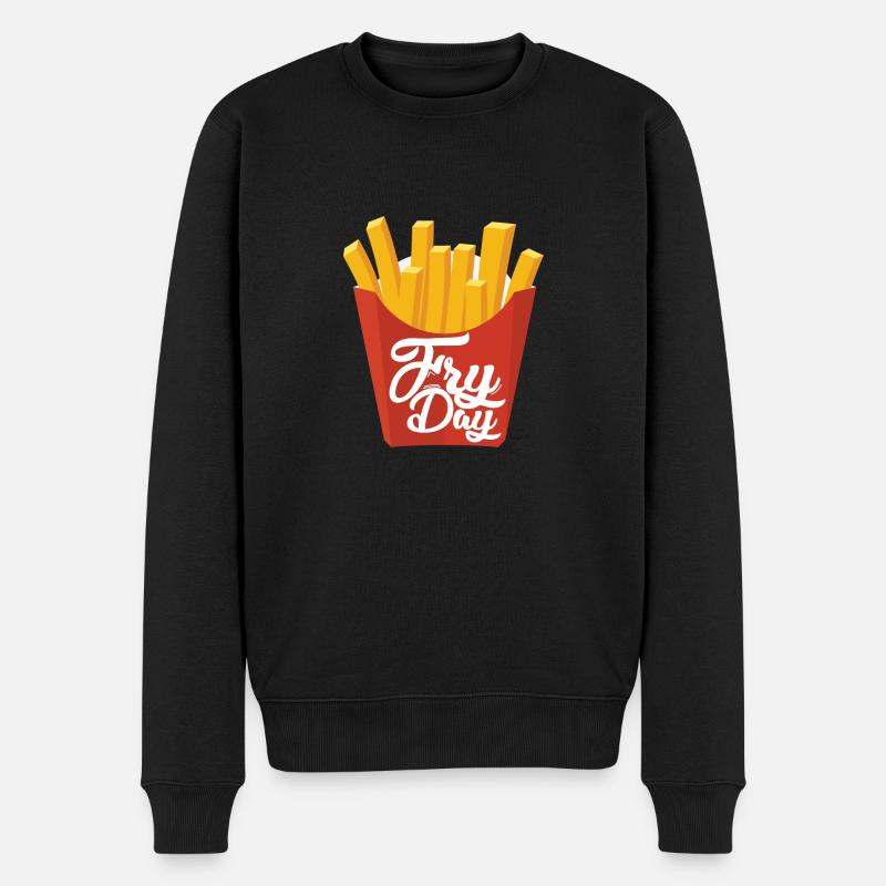 Fryday Fries Pommes - Männer Premium Bio Pullover - Schwarz