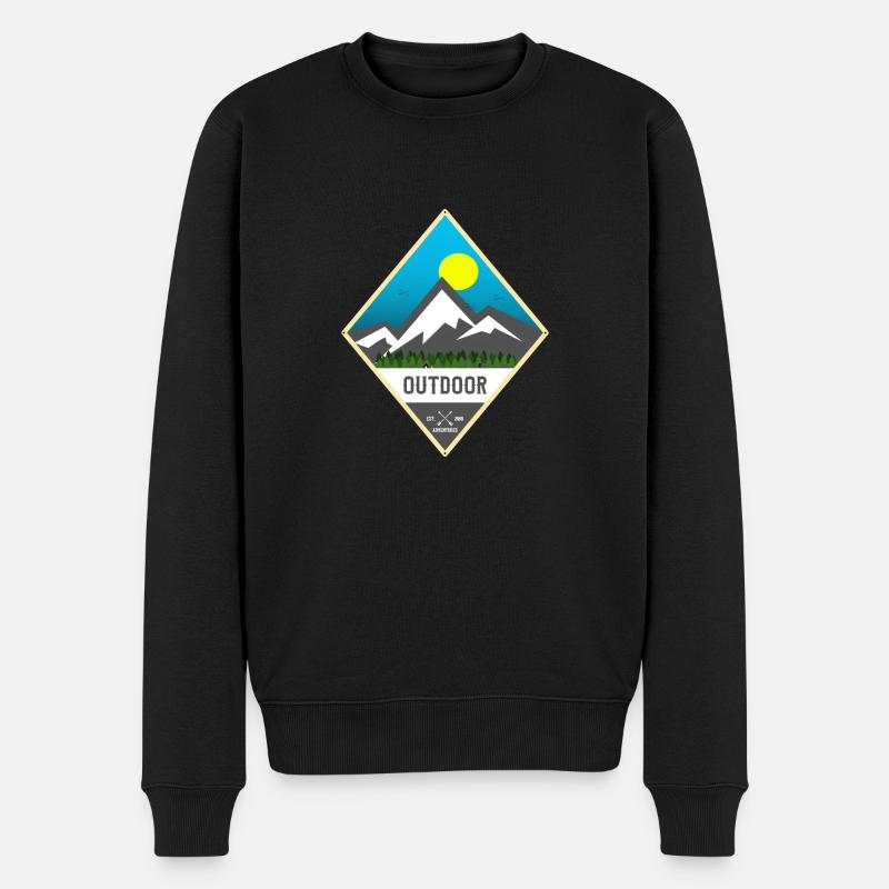 Outdoor Adventures Wandern Hiking Mountain Berg - Männer Premium Bio Pullover - Schwarz
