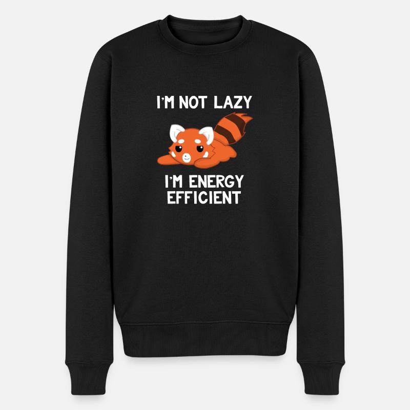 Roter Panda - Energiesparend - Umwelt - Faul - Männer Premium Bio Pullover - Schwarz