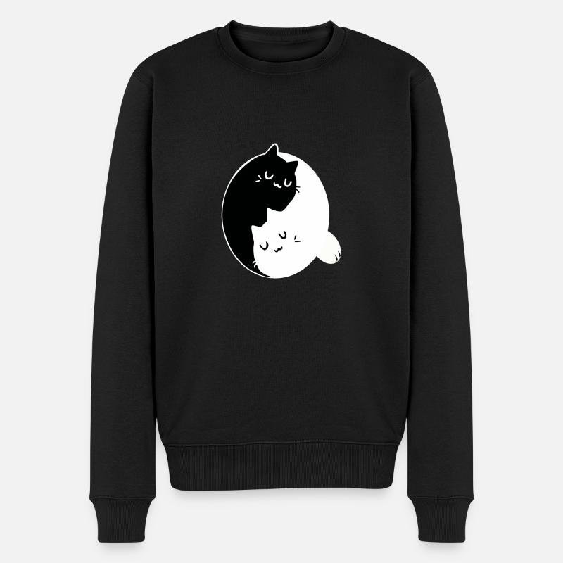 Chats Yin Yang - Pull Premium bio Homme - noir