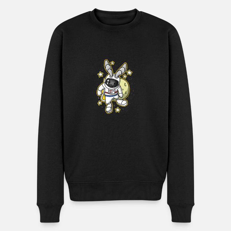 Hase Ostern Weltall Weltraum Astronaut Geschenk - Männer Premium Bio Pullover - Schwarz
