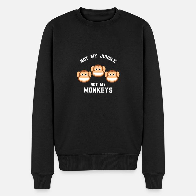 Nicht mein Dschungel nicht meine Affen Lustiger drei Affe - Männer Premium Bio Pullover - Schwarz