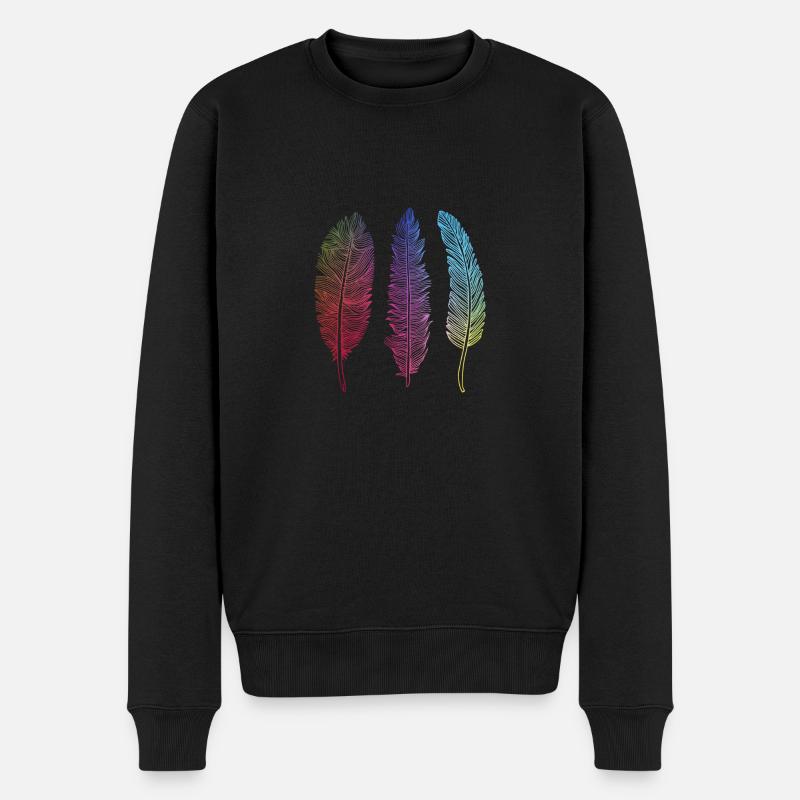 Geschenk Feder Vogelfeder Indianer Style - Männer Premium Bio Pullover - Schwarz