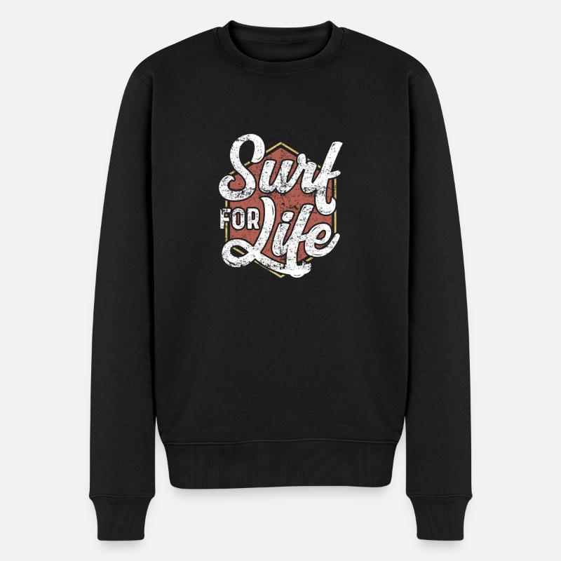 Surf pour la vie Vintage / Style rétro - Pull Premium bio Homme - noir