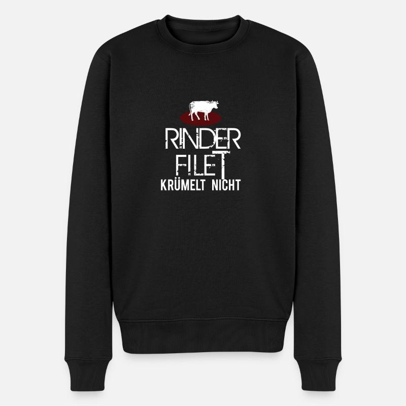 RINDERFILET KRÜMELT NICHT - Männer Premium Bio Pullover - Schwarz