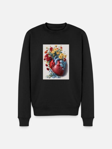 Flowers grow from a human heart - Men's Premium Organic Jumper - black