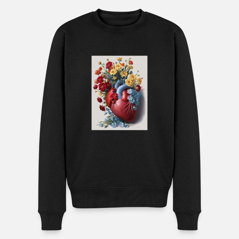Les fleurs poussent à partir d’un cœur humain - Pull Premium bio Homme - noir
