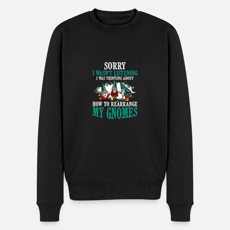 Gnomies Gartenarbeit Gartenzwerg - Männer Premium Bio Pullover - Schwarz