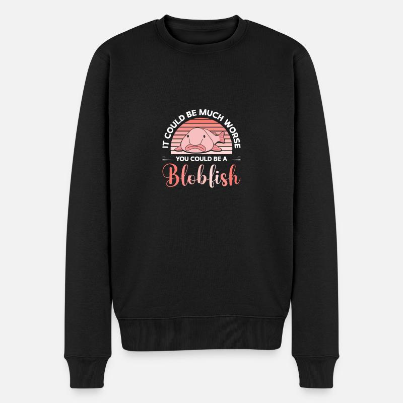 Blob-Fisch Blobfisch - Männer Premium Bio Pullover - Schwarz