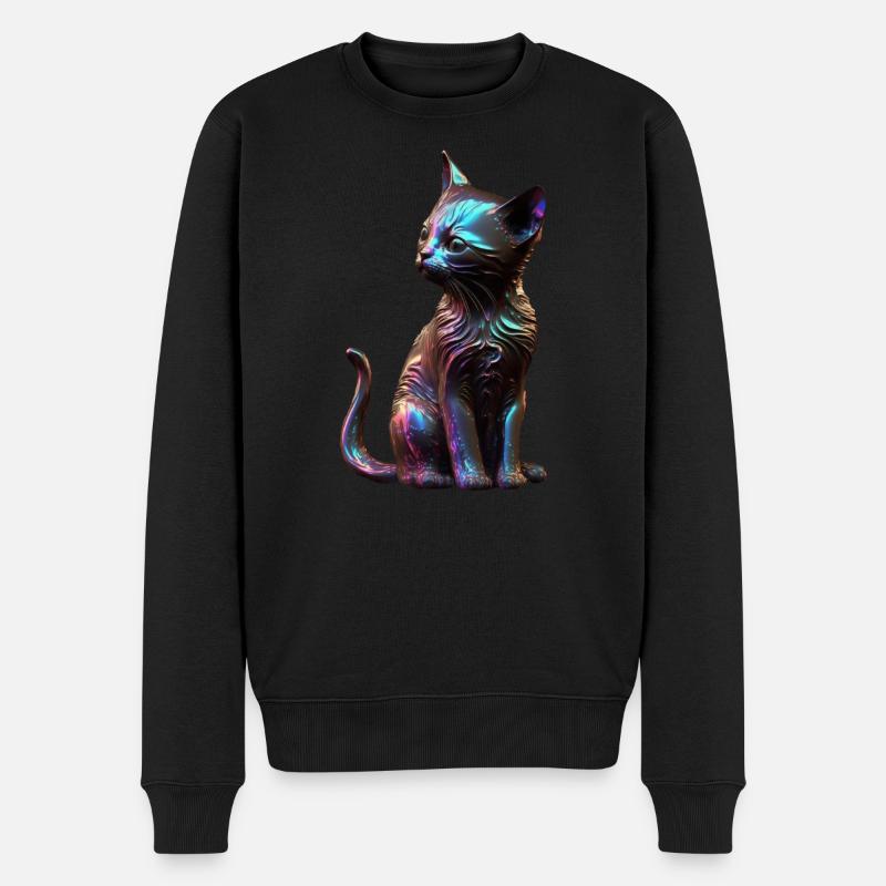 kitten phantasamal iridescent - Männer Premium Bio Pullover - Schwarz