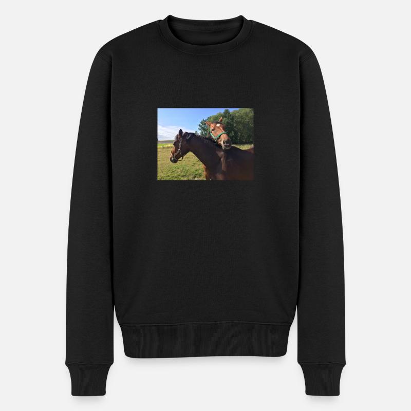 Pferde - Männer Premium Bio Pullover - Schwarz