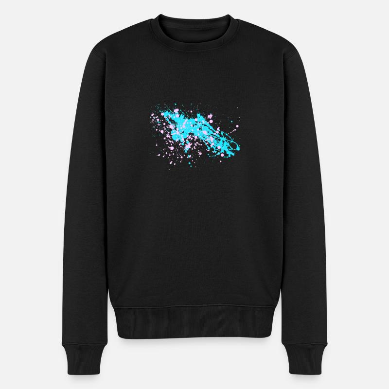 Farbspritzer! Bunt. Geschenk. - Männer Premium Bio Pullover - Schwarz