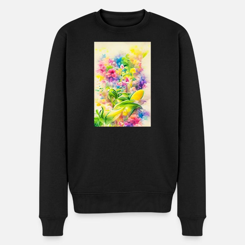 Art floral - Pull Premium bio Homme - noir