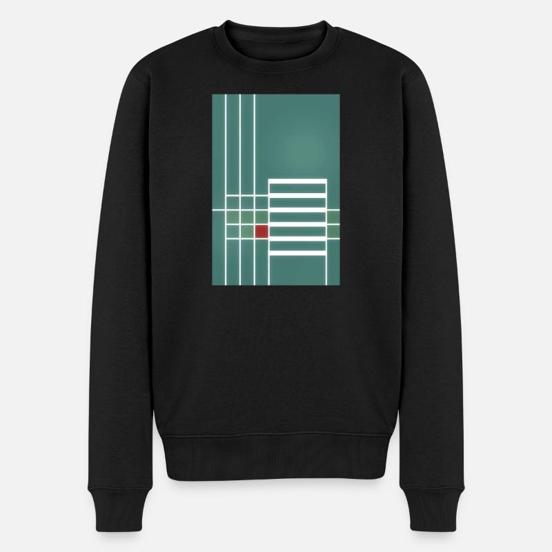 grafisches Linienmuster im Bauhausstil - Männer Premium Bio Pullover - Schwarz