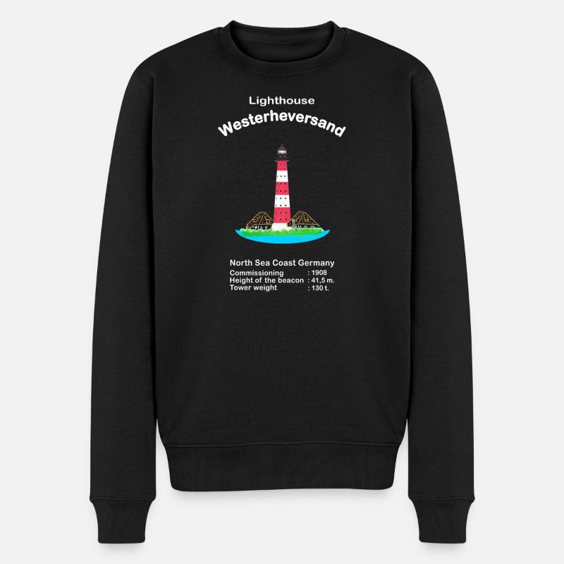 Leuchtturm Westerheversand, Nordsee, Deutschland - Männer Premium Bio Pullover - Schwarz