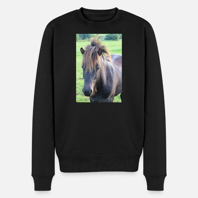 Pferd Pferdeposter - Männer Premium Bio Pullover - Schwarz