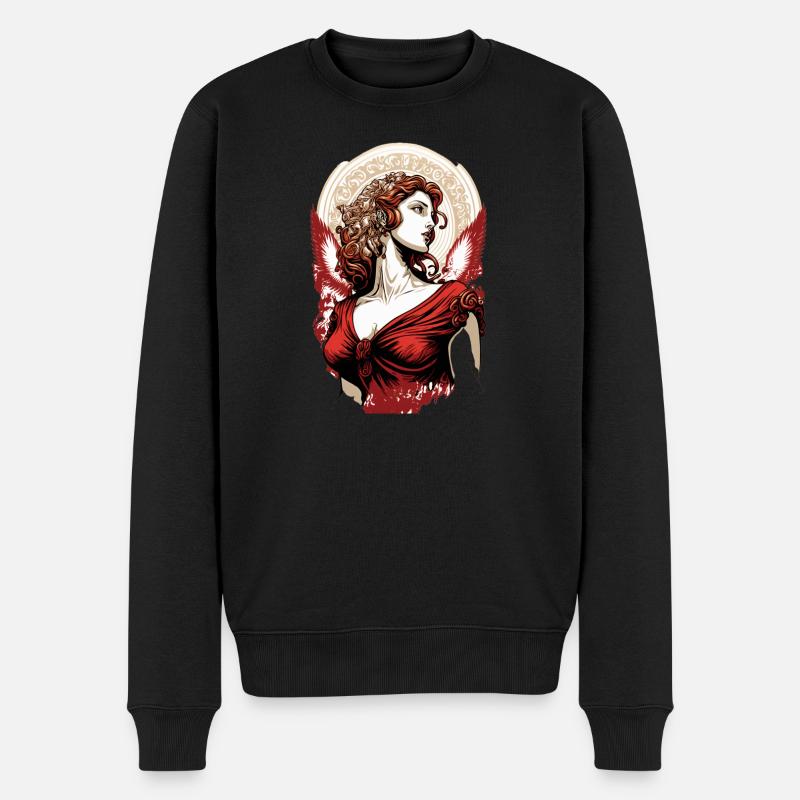 Rotgeflügelte Göttin Aphrodite - Männer Premium Bio Pullover - Schwarz