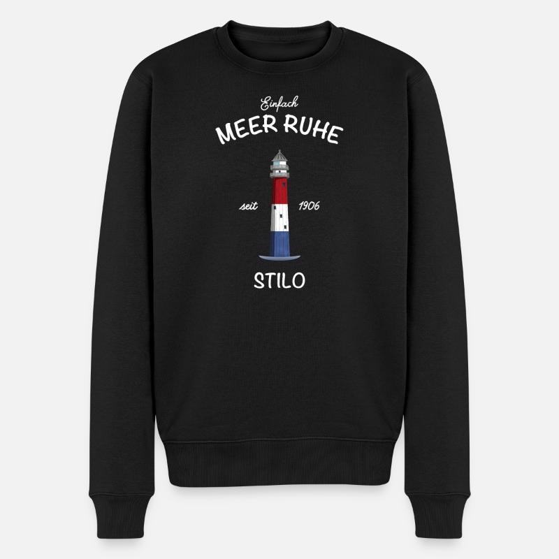 Leuchtturm Stilo, Pommern, Ostsee, Meer Ruhe - Männer Premium Bio Pullover - Schwarz