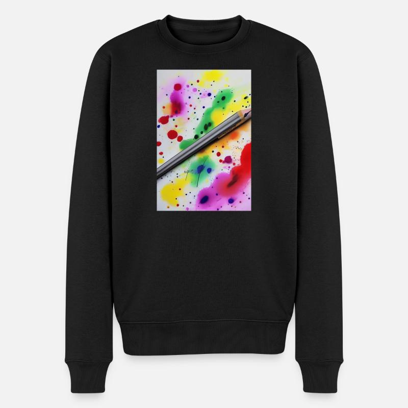Farbspritzer - Männer Premium Bio Pullover - Schwarz