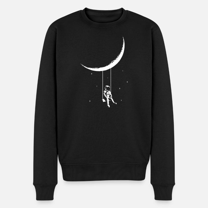 Astronaut schaukelt unter dem Moond Streetart Stil - Männer Premium Bio Pullover - Schwarz