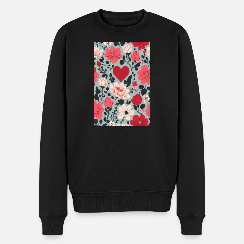 Coeurs et fleurs motif - Pull Premium bio Homme - noir