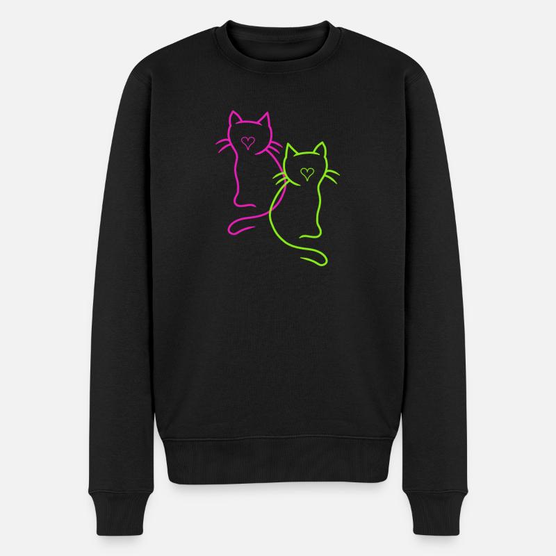 Coeur de chats rétro - Pull Premium bio Homme - noir