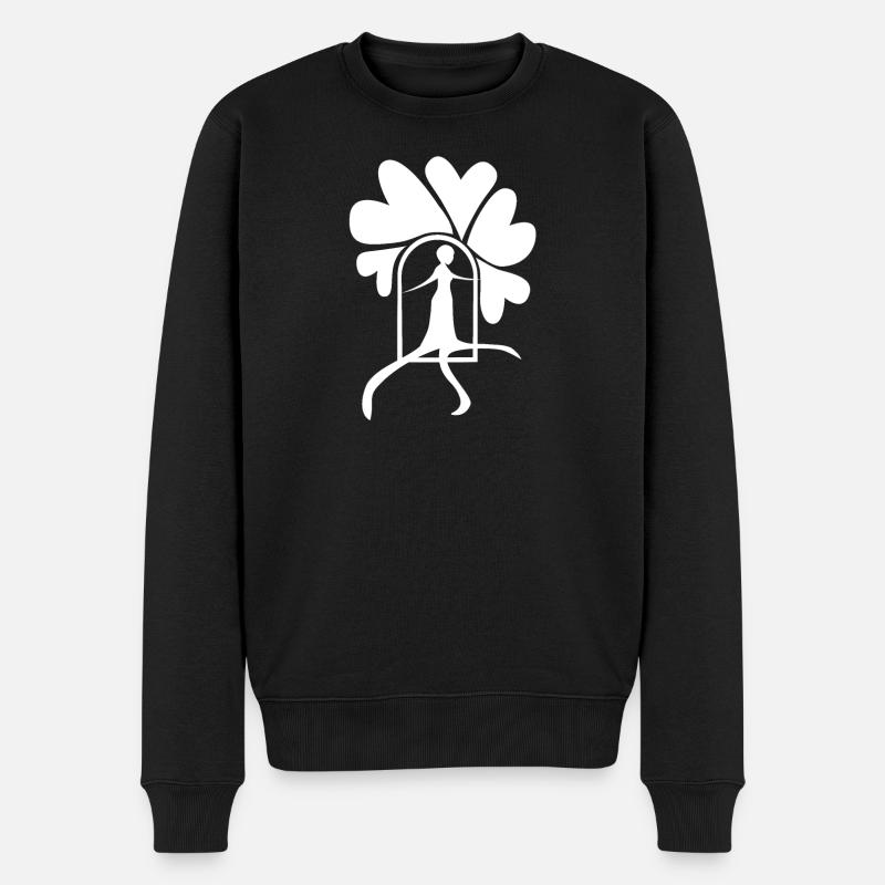 Treten Sie weiß heraus - Männer Premium Bio Pullover - Schwarz