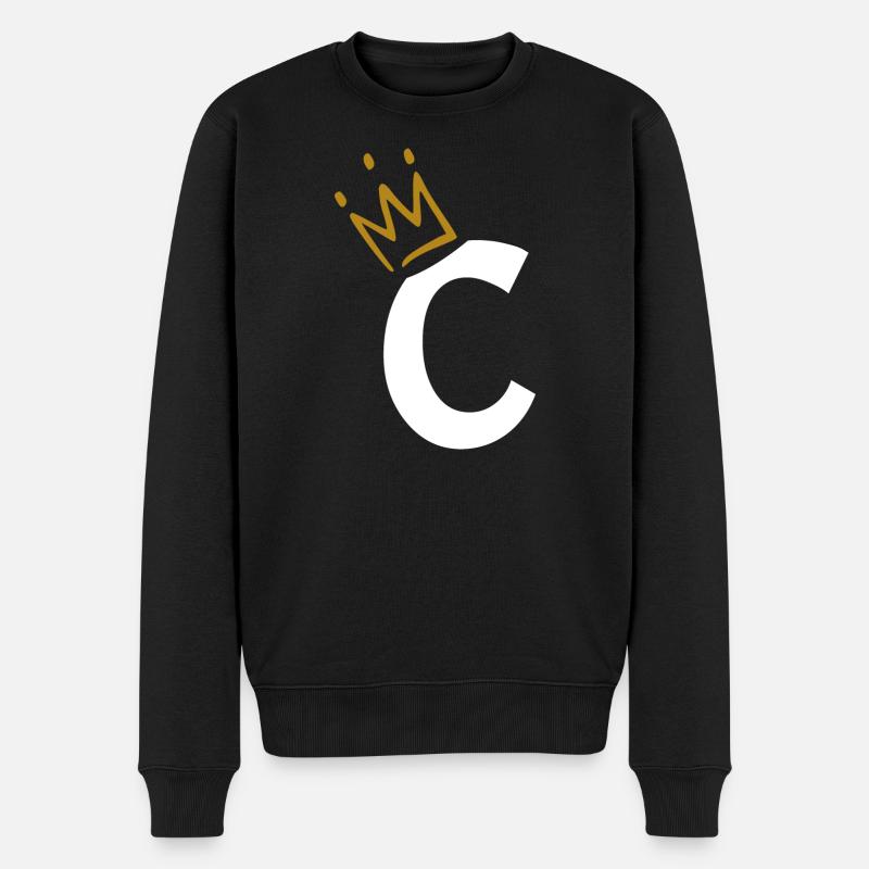 Lettre C - initiale lettre C - Pull Premium bio Homme - noir